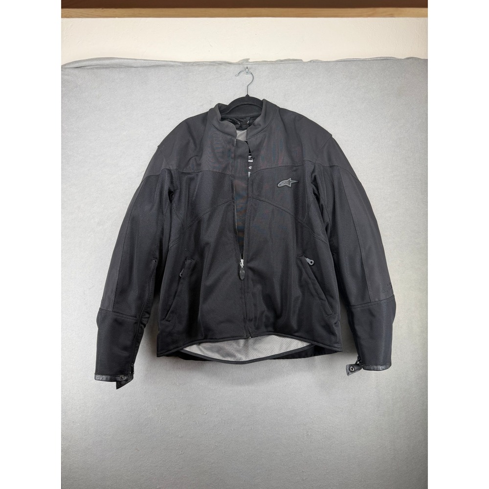 Alpinestars Mens Black Mesh Motorcycle Riding Jacket XXL Full Zip Padded Back